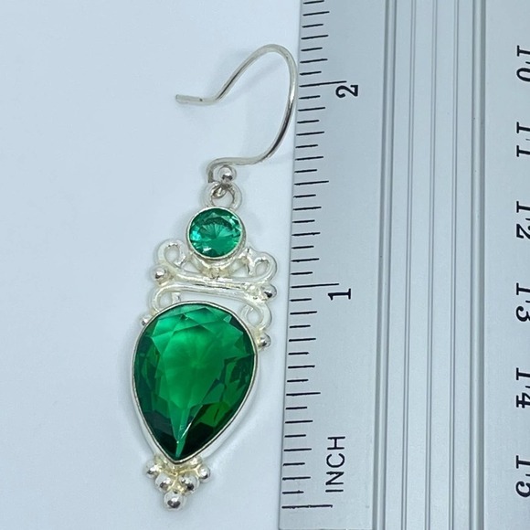 Sterling Silver Jeweled Dangle Earrings - Picture 9 of 17